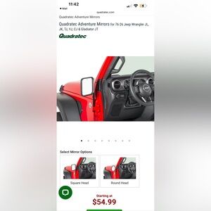 Jeep Wrangler Quadratec Adventure Square Mirrors Brand New